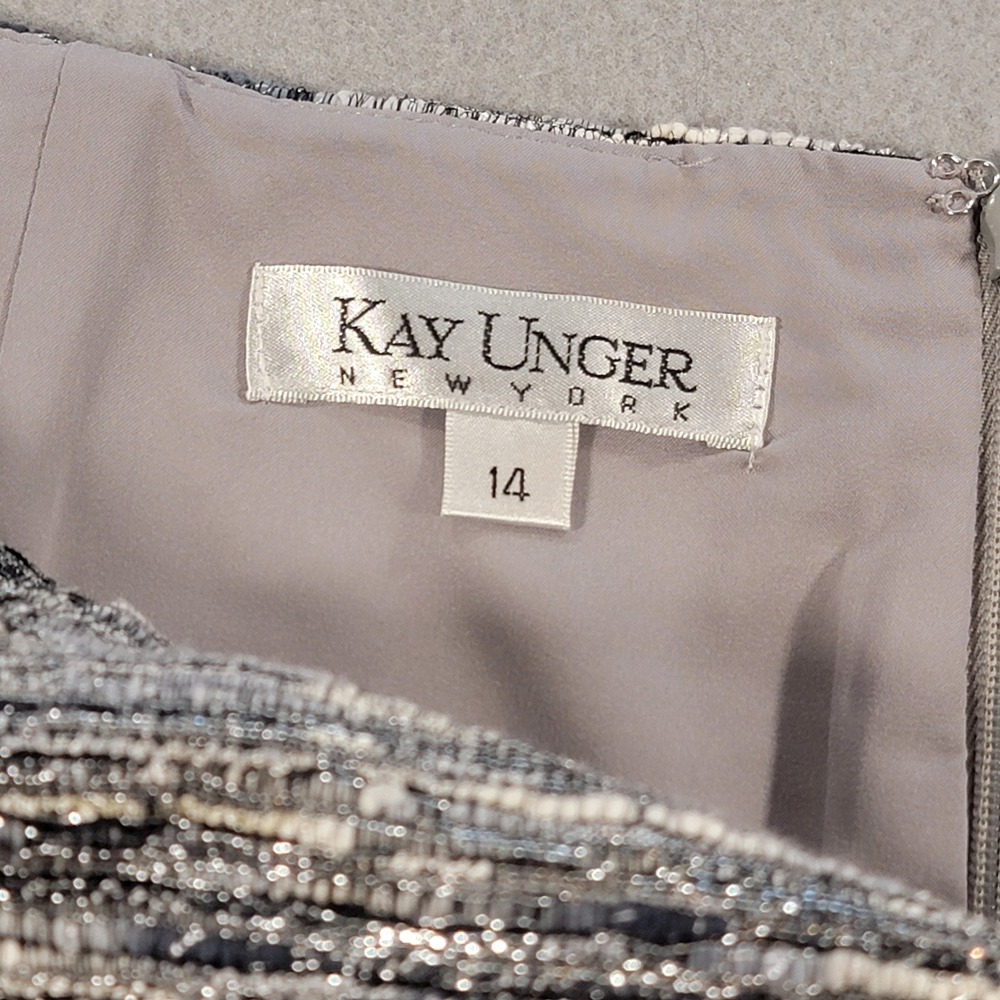 Kay Unger New York Tweed Skirt Suit Metallic 2 Piece Career Women's Size 14 - Picture 12 of 16